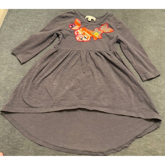 Mimi & Maggie Other - Mimi & Maggie Girls 2T Gray Long Sleeve Floral Patchwork‎ High Low Dress Boho